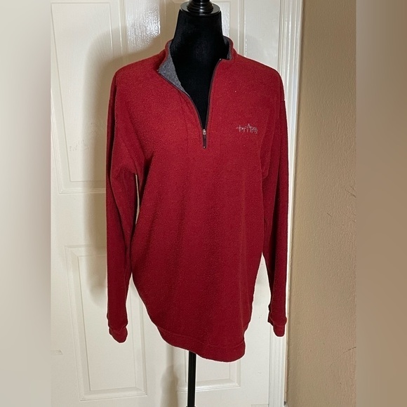 Prana Jackets & Blazers - PRANA Mens Crimson Red 1/4 Zip Pullover Fleece Lined Long Sleeve Sweater MEDIUM 